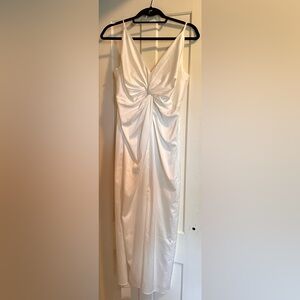 Abercrombie & Fitch Ivory Twist-Front Draped Dress